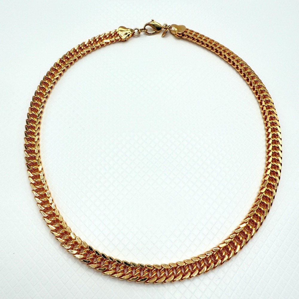 Vintage 90s Signed 14"โ Monet Gold Tone Choker Length Chain Necklace